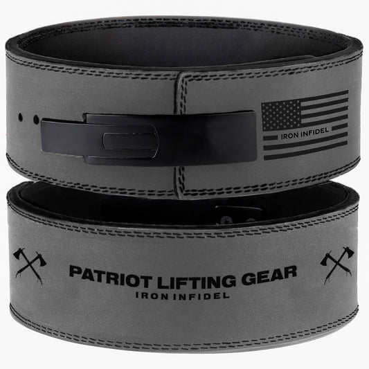 Weight Lifting Belt - Lever Gym Belt for Weightlifting, 10mm Leather Weight Belt for Men, 4 Inches Wide for Support & Stability for Workouts, Powerlifting, Bodybuilding, Fitness & Crossfit M PLG GRY