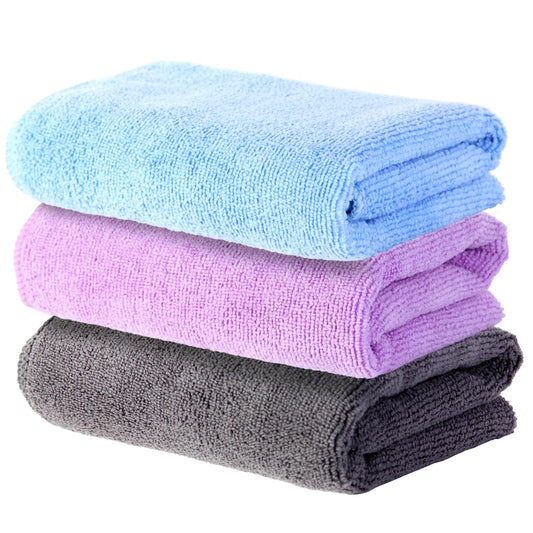 Wmiyafff Microfiber Gym Towel Set for Sports Fitness, Yoga, Workout, Soft and Quick-Drying Gym Towels for Women Men (3 Pack, Grey+Blue+Purple)