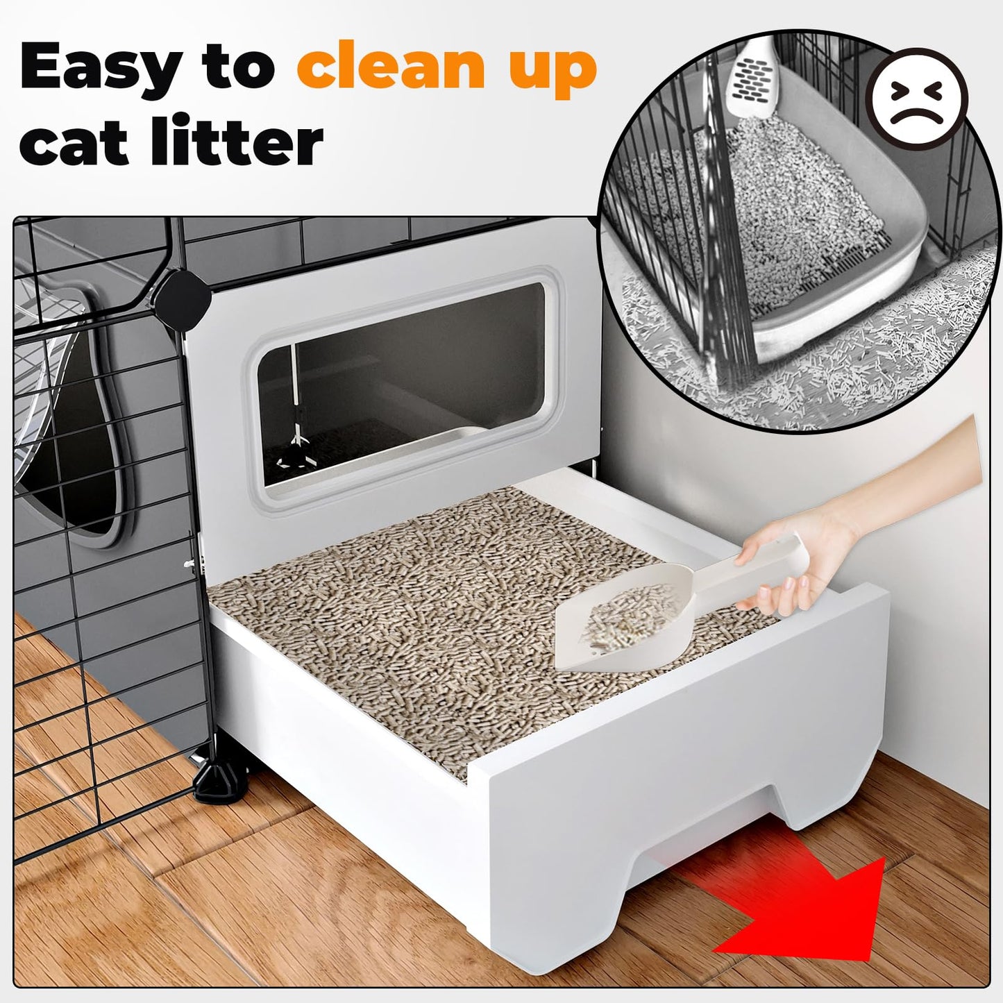 Oneluck Cat Cage with Litter Box, 4-Tier DIY Enclosures Detachable Metal Wire Kennel Catio Indoor Crate Large Exercise Place Ideal for 1-2 Cats