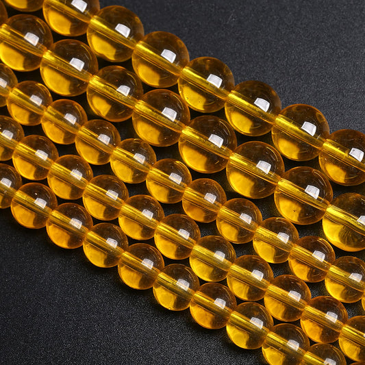 6MM 63PCS Yellow Glass Spacer Loose Beads for Jewelry Making DIY Bracelet Necklace