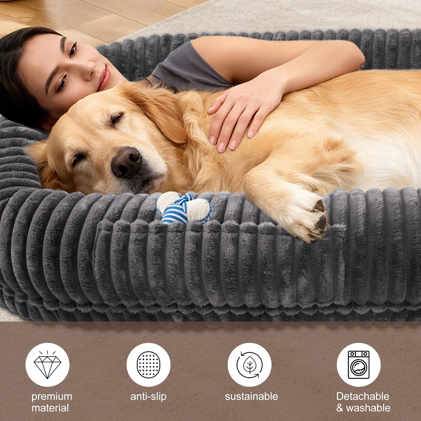 Human Dog Bed for Adult,70"x38"x10" Extra Large Human Pet Bed,Orthopedic Washable XL Dog Bed with Memory Foam (Darkgrey)