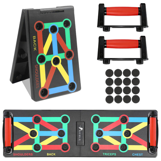 ROMIX Push Up Board for Men, Foldable Push Up Board, Multifunctional Pushup Stand, Muscle Board Rack Professional Strength Training Equipment for Man and Women at Home Gym Chest/Back/Abs Training
