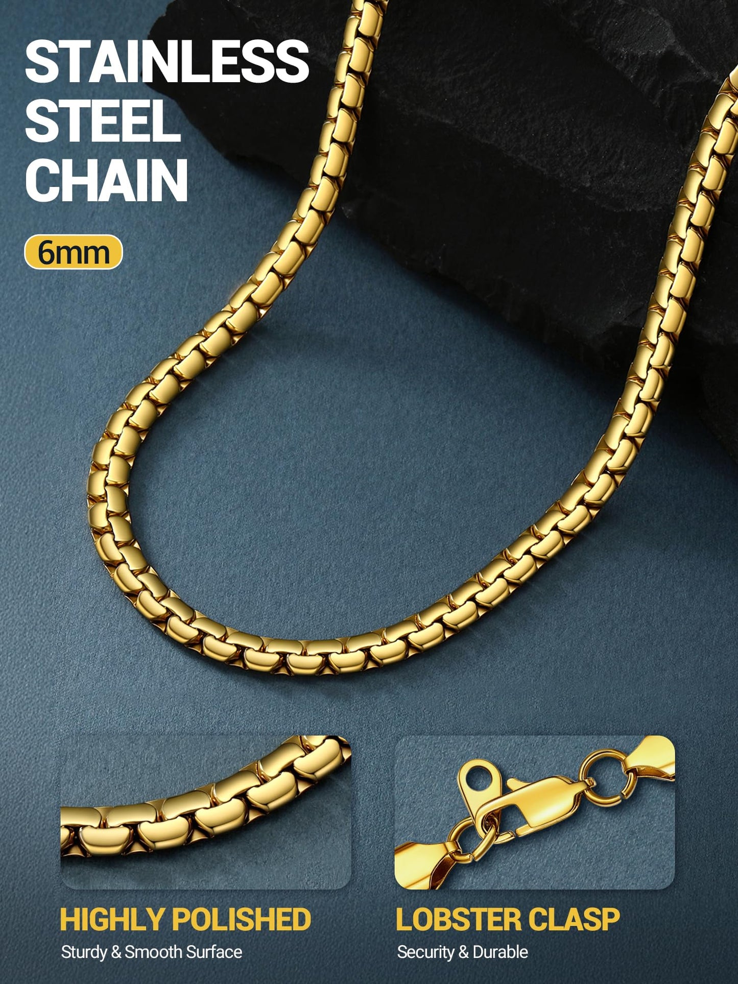 PROSTEEL Chain For Men Necklace Jewelry Chain 6mm 18inch Neck Chain Necklaces Chains