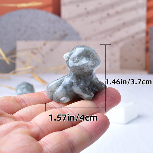 WUYOUSHI Labradorite Otter Figurine - Hand Carved Healing Crystal Otter Statue, Lucky Gemstone Sculpture for Home Office Desk Decor, Spiritual Gift for Animal Lovers & Nature Enthusiasts