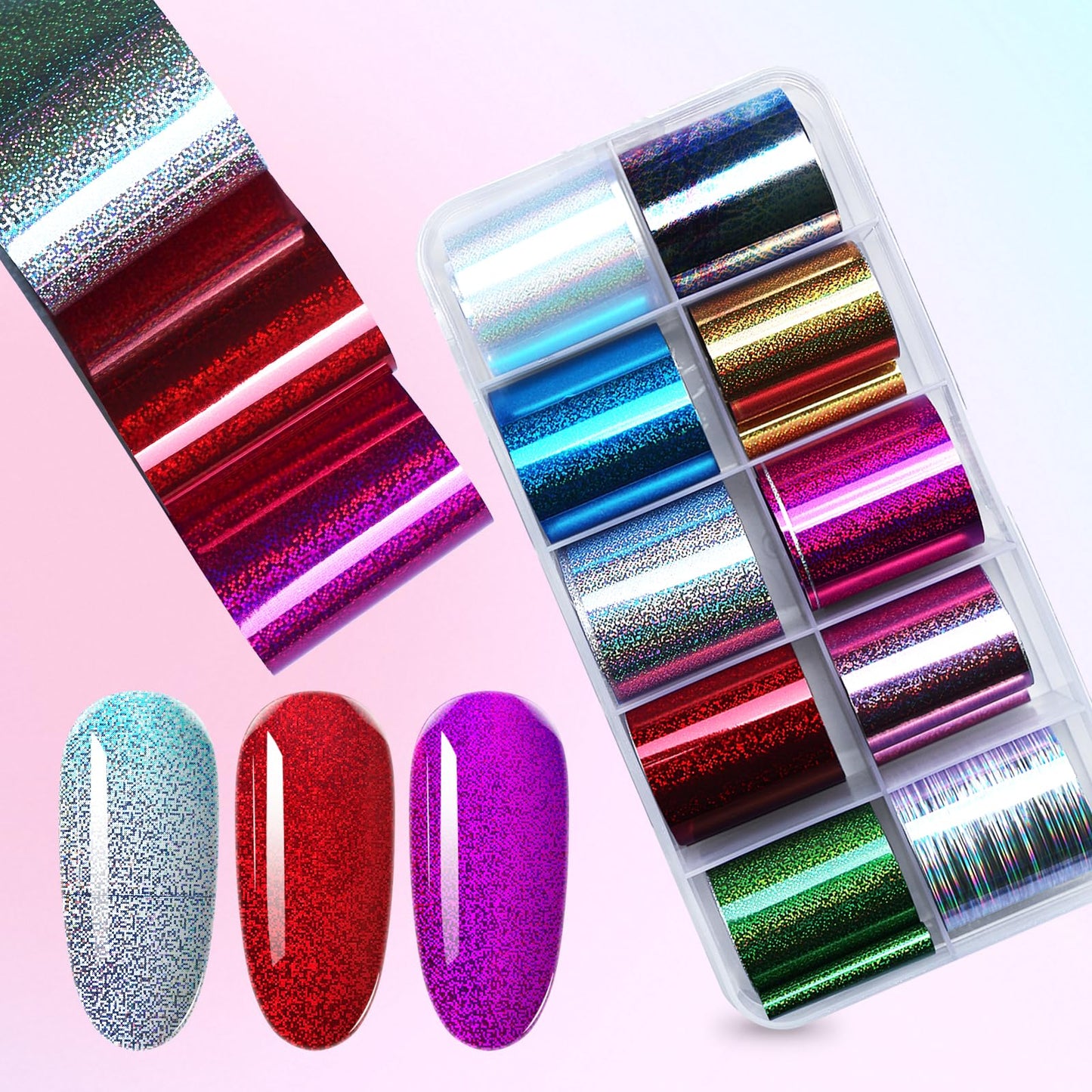 AddFavor Transfer Nail Foil Flower White Black Lace Nail Art Sticker Decals Holographic Transfer Foils for Women Girls, 30 Roll