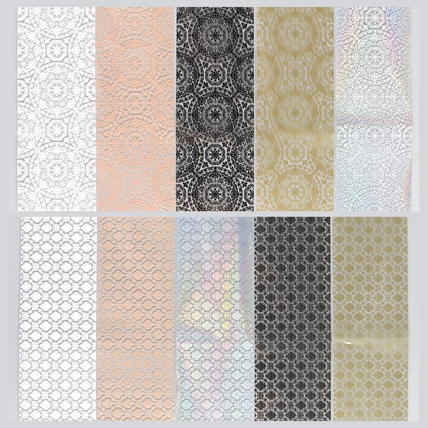 Holographic Nail Foil Stickers - Retro Flowers, Sky Starry Paper Transfer Foils, Lace Floral Nails Supplies for Women & Men Manicure