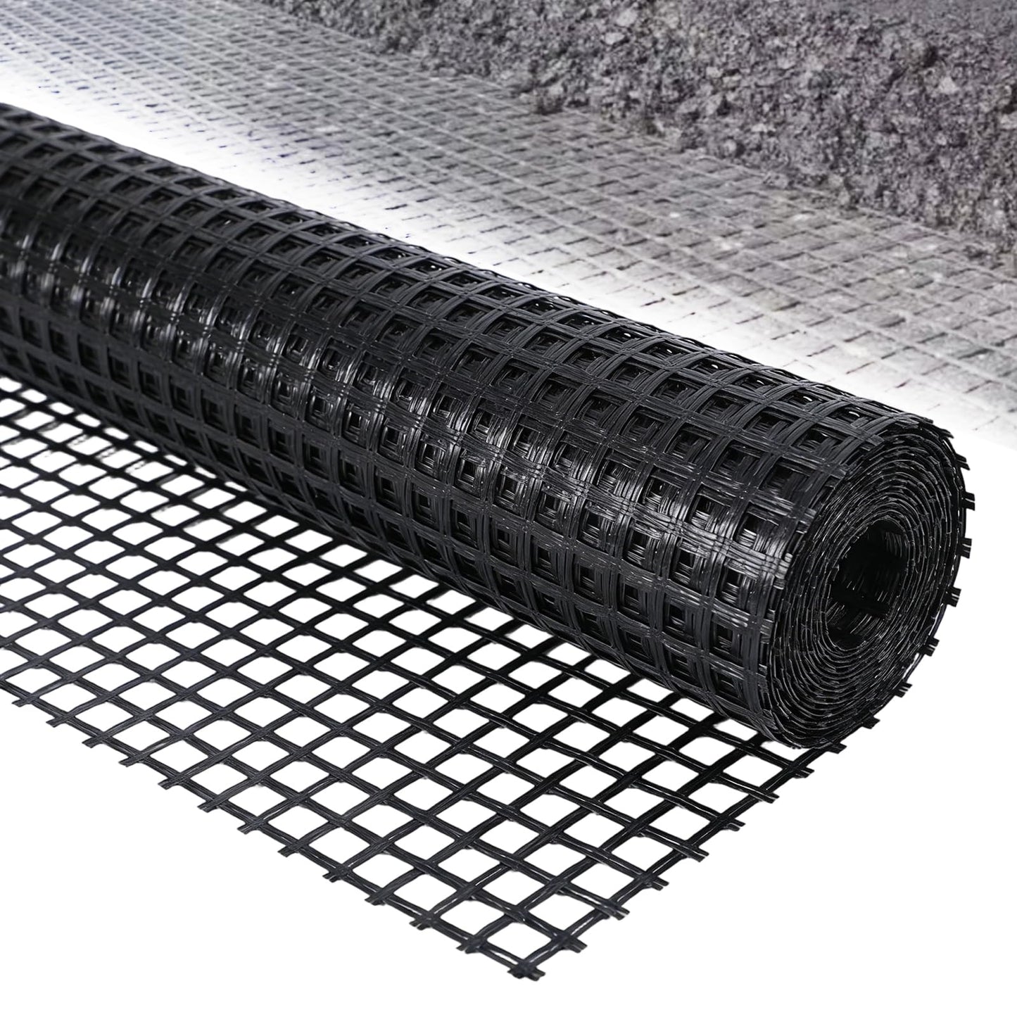 Retaining Wall Geogrid - Geogrid for Retaining Walls,4' x 50' Fiberglass Tensile Force Value 50KN,Ideal for Slope Reinforcement,Road Expansion and Pavement Maintenance