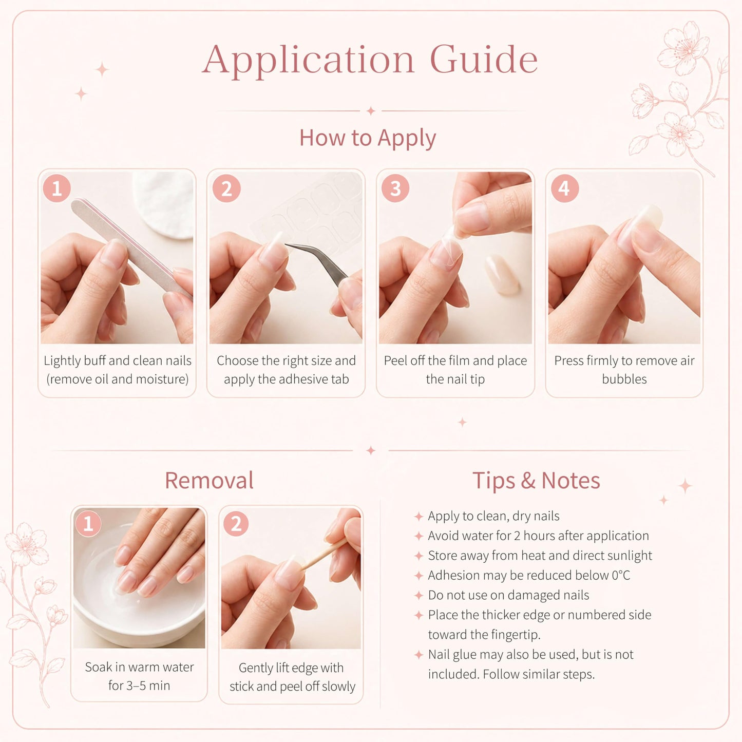 Sun&Beam Nails Handmade Press On Nail Medium Long Almond Oval Pink White Pearl Shell Fake Tip 3D Design Art Charms Cute with Storage Box 10 Pcs (#030 M)