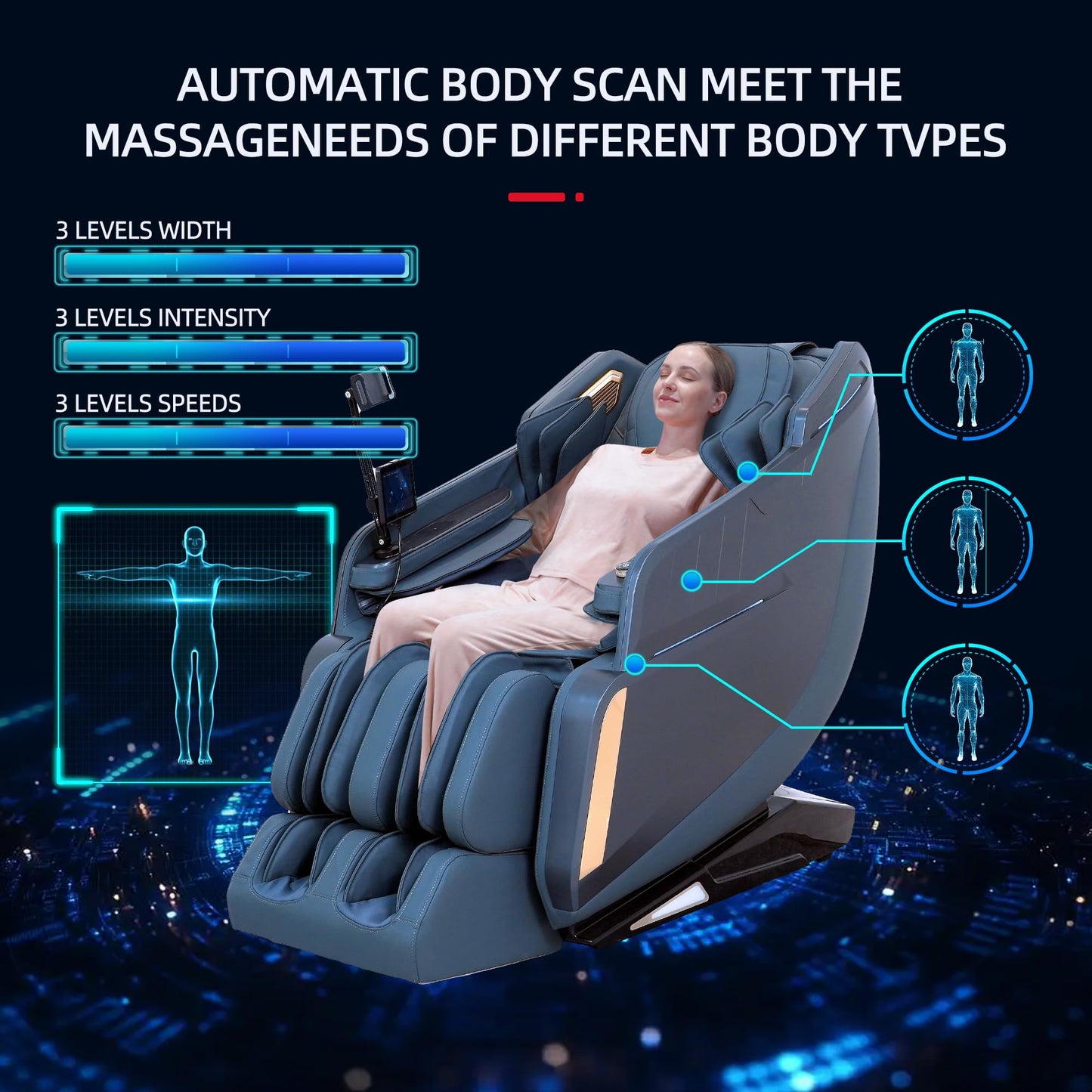 4D Massage Chair Full Body Zero Gravity SL-Track Real Relax Massage Chair Recliner-Shiatsu,Heat,Calf-Extension,20-Massage Technique,Thai Yoga Stretch,Foot Roller,AI Voice,Touch Screen,Wireless Charge