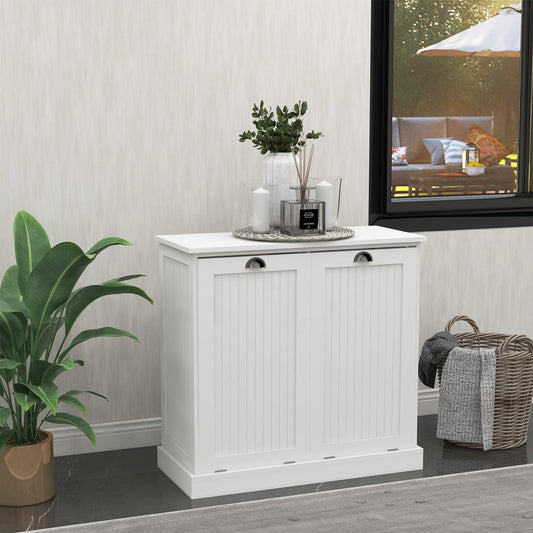 Two Compartment Tilt Out Laundry Sorter Cabinet White