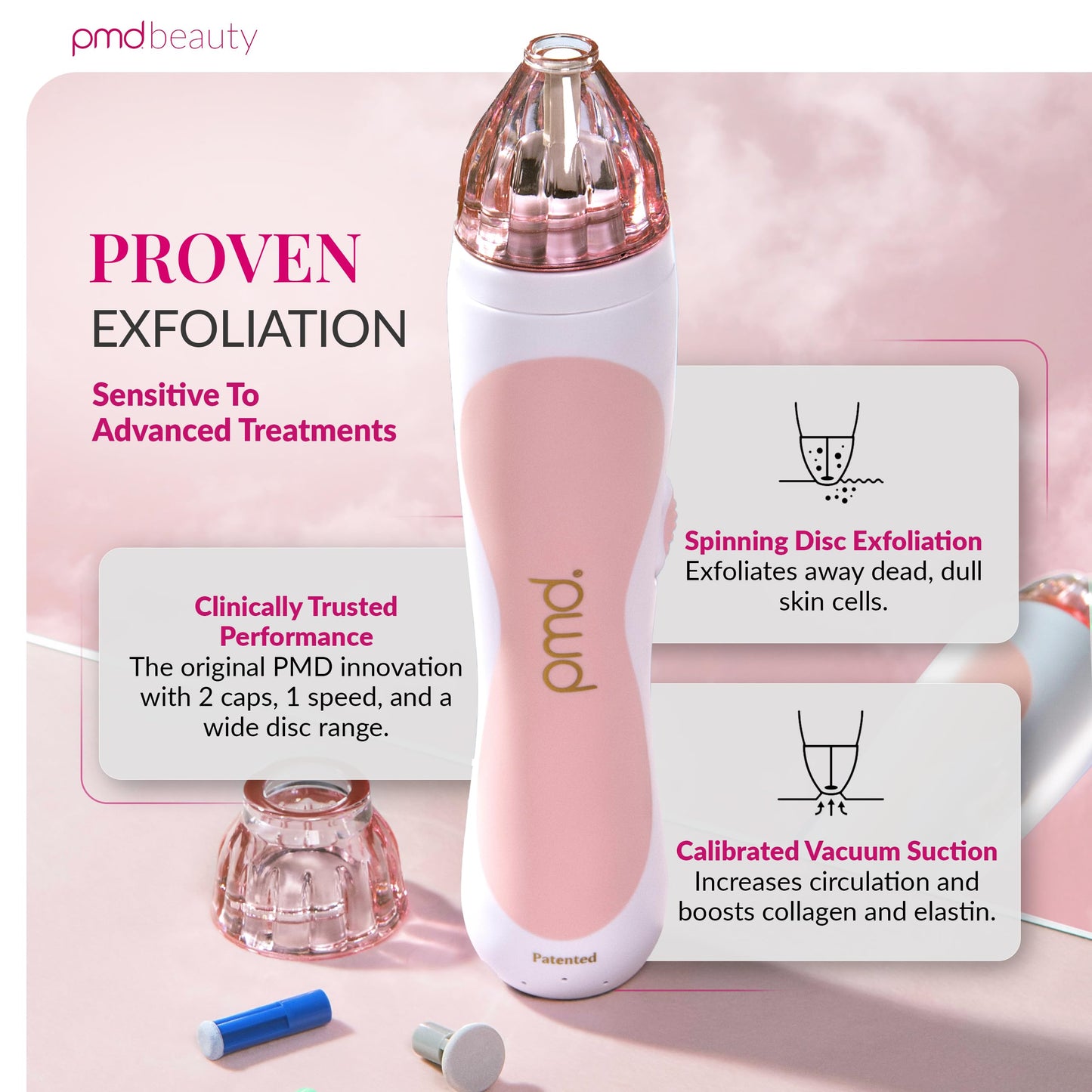 PMD Personal Microderm Classic for At-Home Use, Facial Exfoliator Tool, Microdermabrasion Machine Kit for Face and Body Skincare, Blush