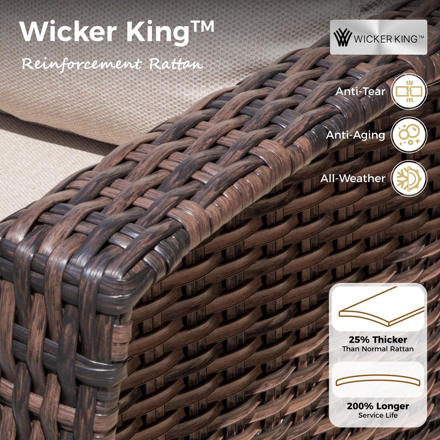 MIXPATIO 6-Piece Wicker Patio Furniture Set with Swivel Chairs, High Back Outdoor Sofa with 5.5-inch Thick Cushion, All-Weather Wicker Patio Conversation Set for Deck Yard Pool, Beige