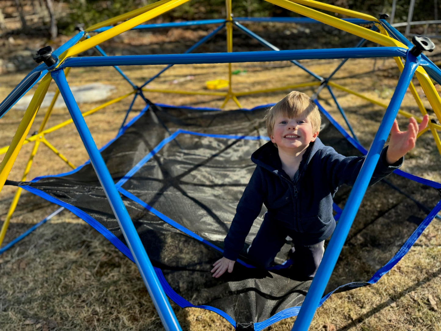 Hapfan Jungle Gym, 10ft Climbing Dome with Hammock and Swing, Outdoor Play Equipment with Monkey Bars for Kids 3-12, Supports 800LBS Backyard Climbing Toys