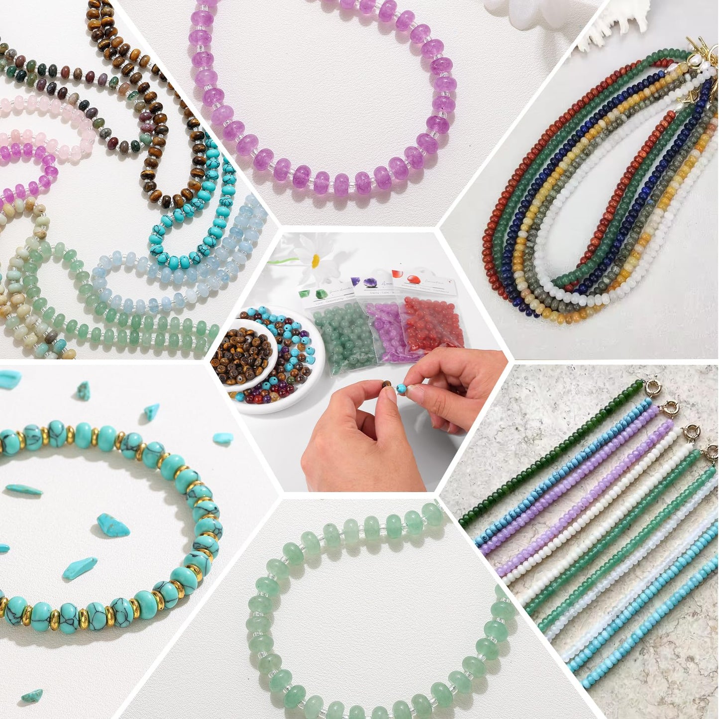 Raicegs 100pcs 5×8mm Rondelle Tiger’s Eye Beads Natural Gemstone Beads Abacus Disk Stone Loose Beads for Jewelry Making DIY Bracelets Necklace