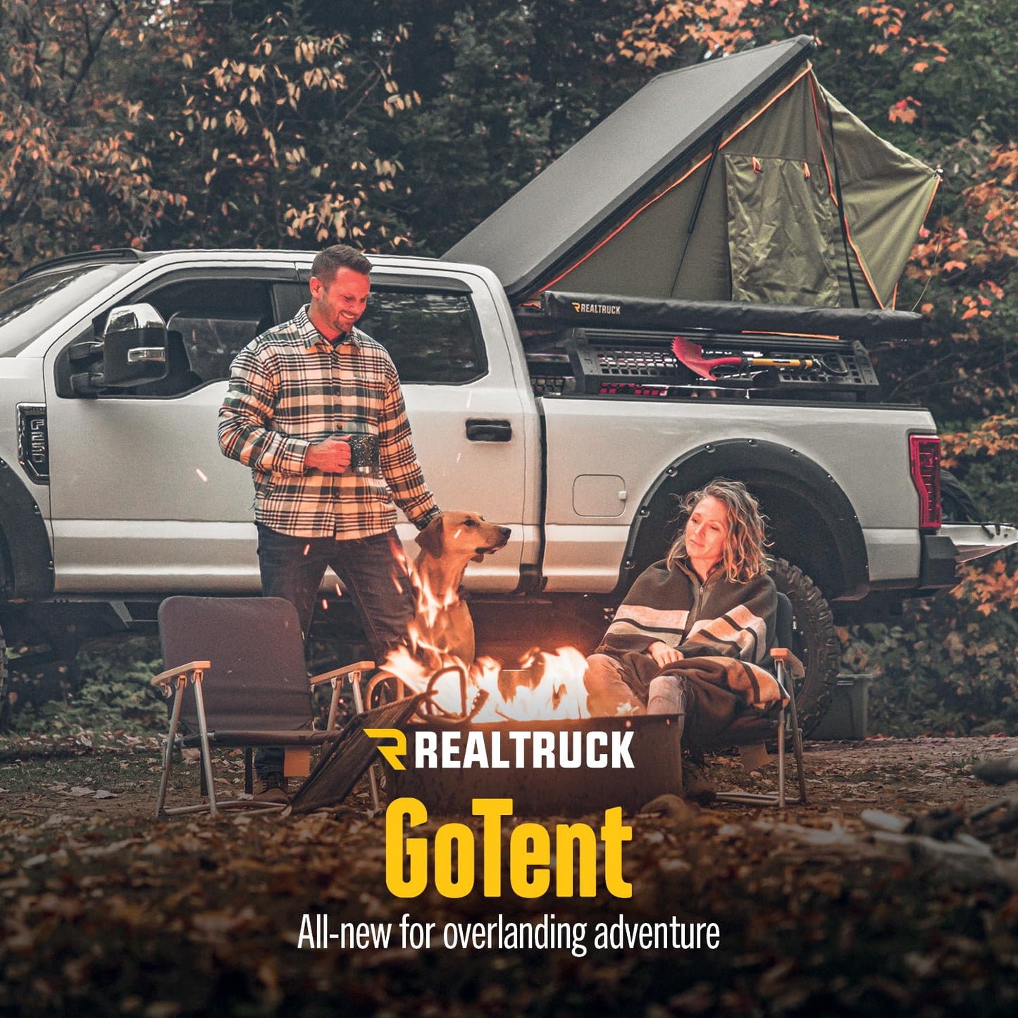 RealTruck GoTent | Overlanding, Waterproof, Telescoping Ladder, LED-Lit Interior, Mounts to Any Cross Bars | OL-104