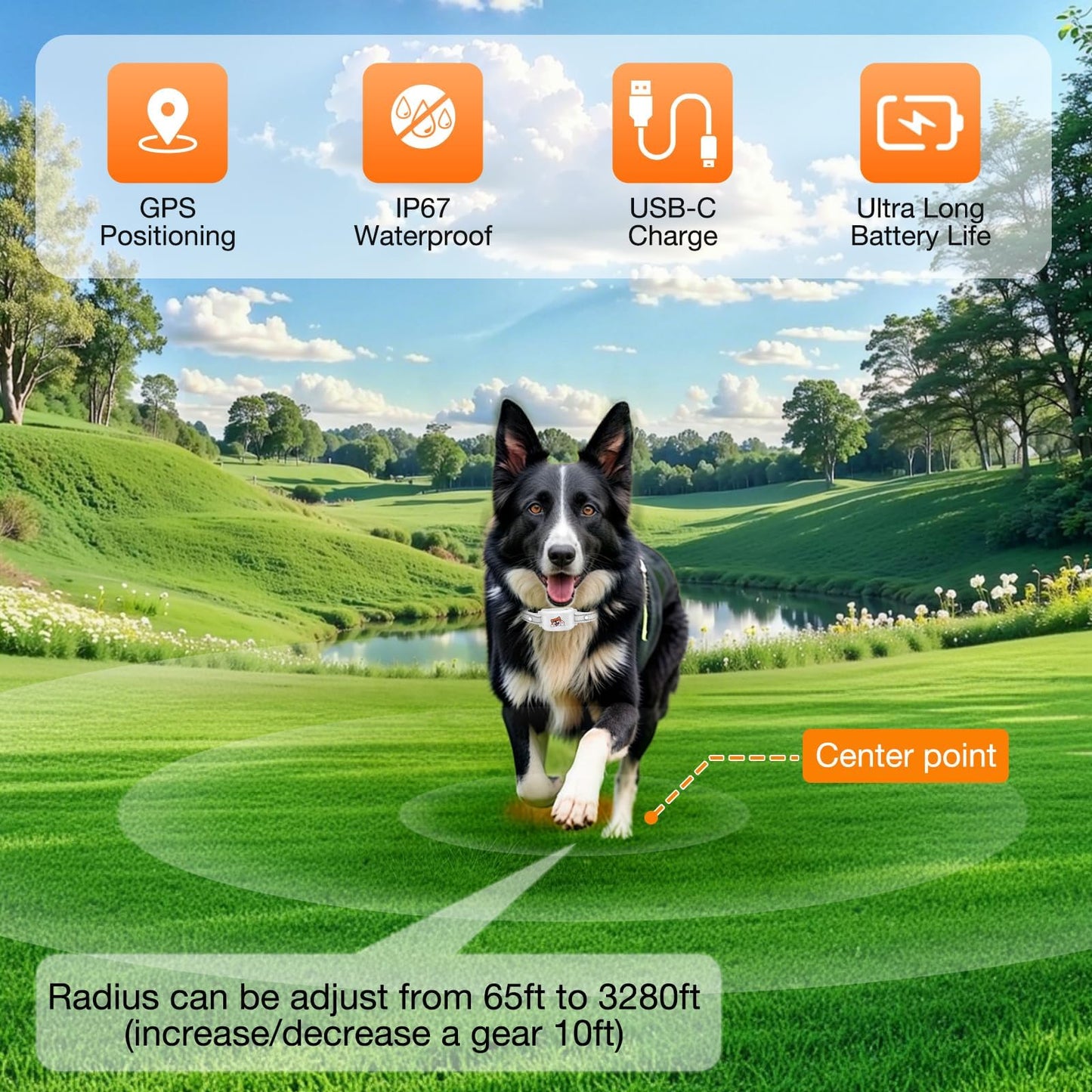 UJQW GPS + Wireless Dog Fence & Training Collar – No Subscription, App Geo-Fence 3280ft, 60-164ft Bluetooth Training, 3 Correction Modes, Auto Sleep/Wake, 7-Day Battery, 3-Dog Support (White)