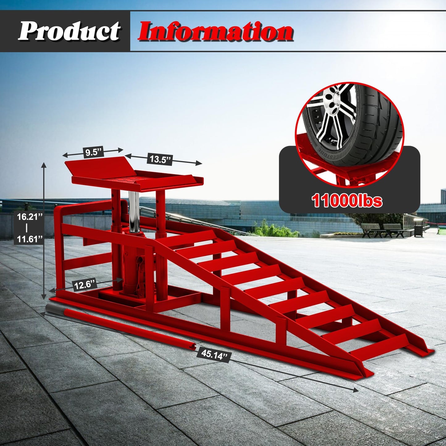 2 Pack Hydraulic Car Ramps 5 T 10000 LBS Low Profile Car Lift Service Ramps Truck Trailer Garage,Height Hydraulic Vehicle Ramps