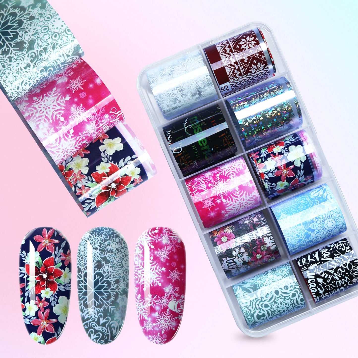 AddFavor Transfer Nail Foil Holographic Nail Art Sticker Decals Transfer Foils for Women Girls, 30 Roll