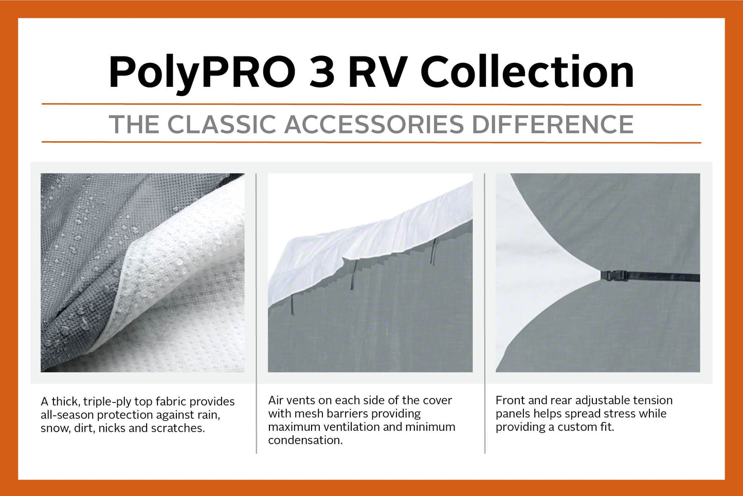 Classic Accessories Over Drive PolyPRO3 Deluxe Teardrop Trailer Cover, Fits 8'-10'L Trailers, RV Cover, Camper Cover, Travel Trailer Cover
