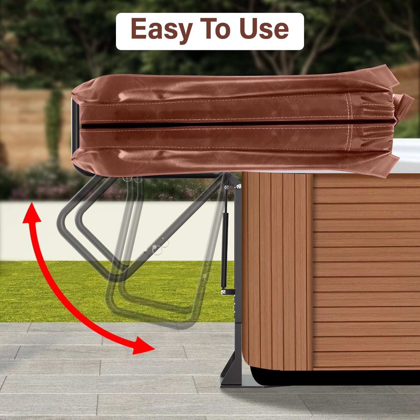 Aluminum Hydraulic Hot Tub Cover Lift, U-Shaped Bottom Insert Spa Cover Lifter, Adjustable Height from 25" to 39", Suitable for Round, Square and Other Shaped spas