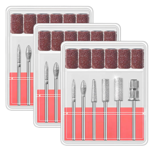 3Pack 6Pc Nail Drill bits Set,Professional Nail Art Tools Set for Acrylic Art,with 6 pcs Sanding Bands for Manicure & Pedicure Crystal Nail Files,Perfect for Nail Salons & Beauty (3Pack)