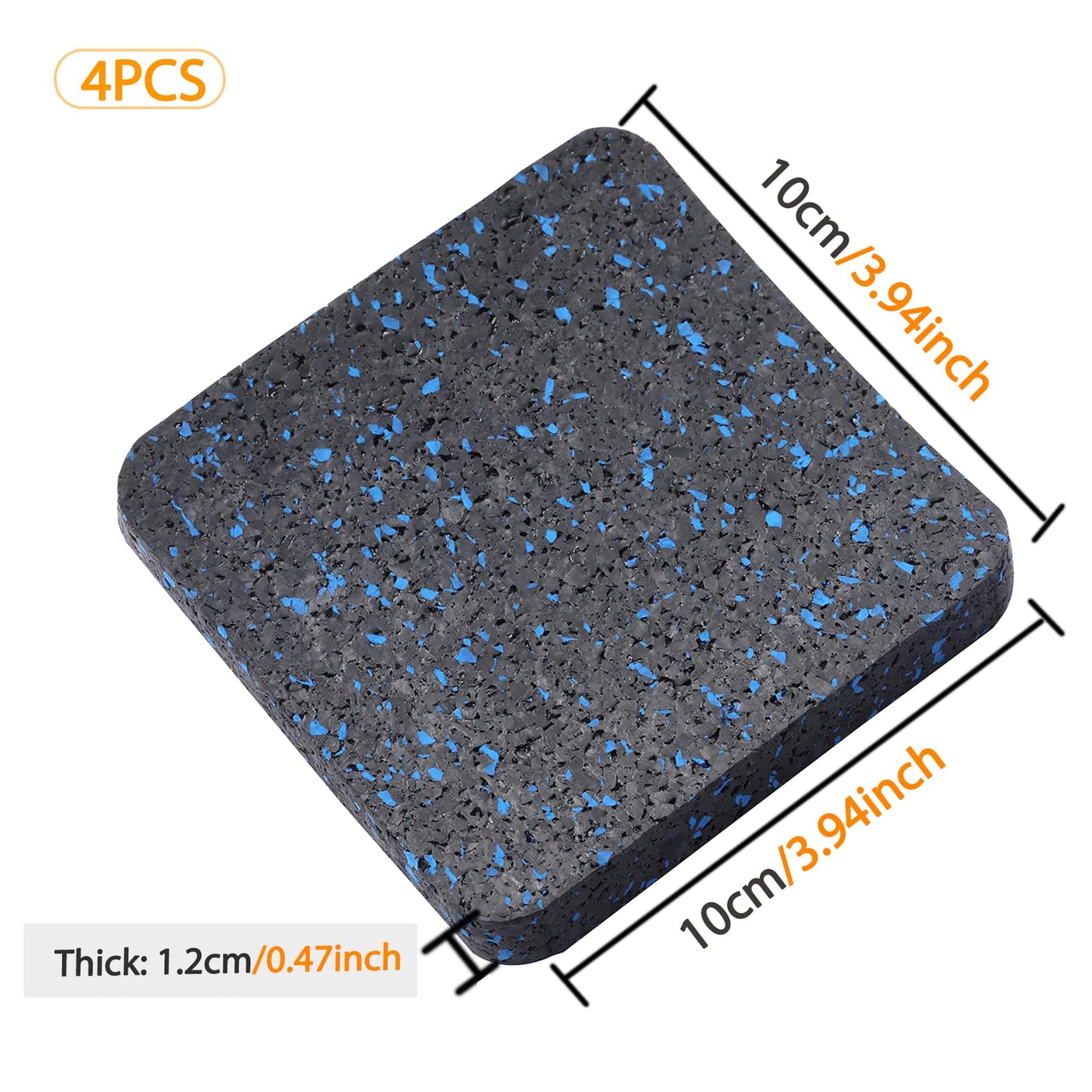 BestXD Treadmill Mat Pads - 4 PCS High Density Rubber Anti-Vibration Pads for Walking Pad and Exercise Bike - Noise Reduction Floor Protection for Hardwood Floors and Carpet - 3.94"x3.94"x0.5"