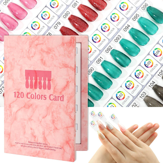 vnjaoi Magnetic Nail Swatch Book,120 Nail Color Display Book with 120 Magnetic Tips,Professional Nail Salon Color Display Book for Easy Preview & Storage