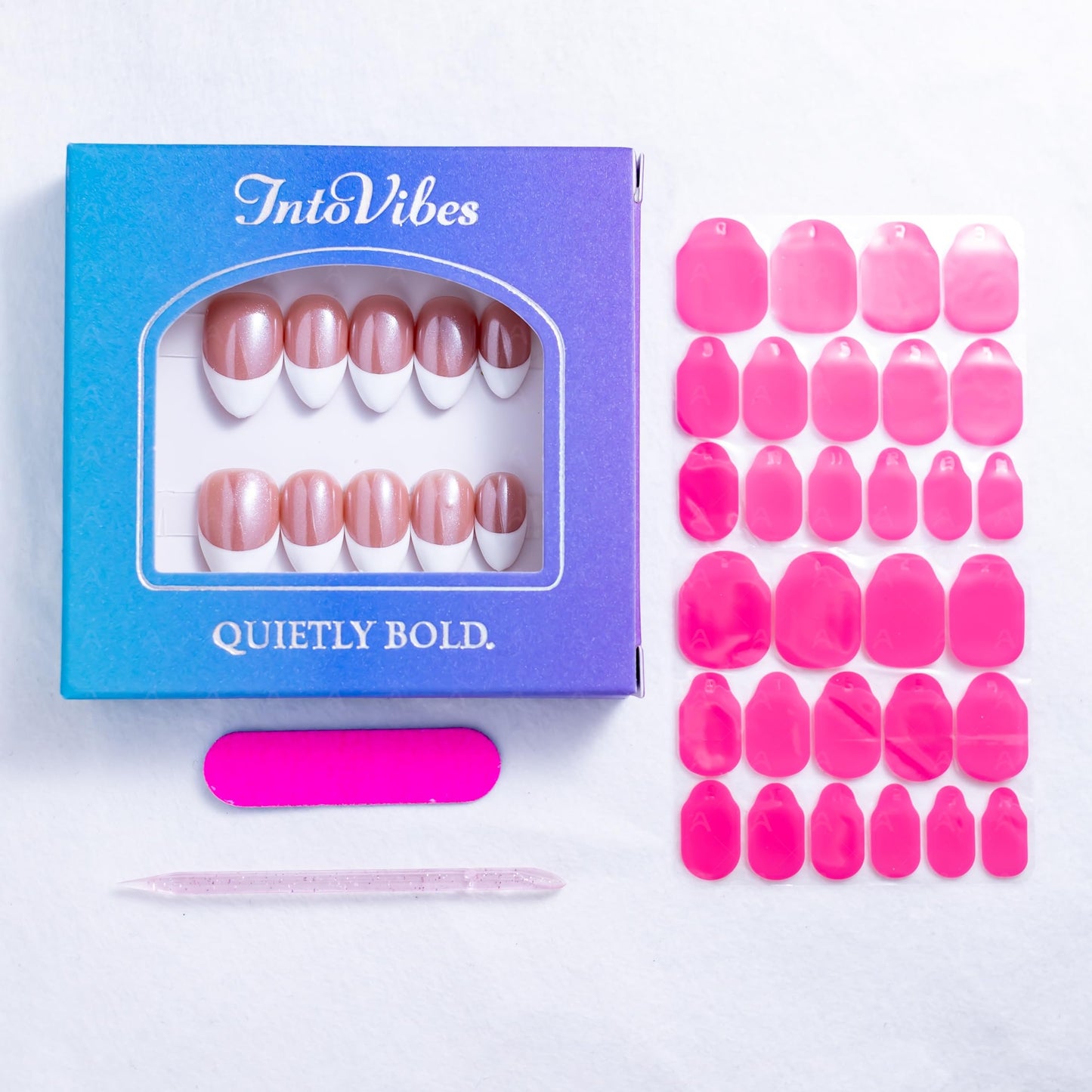 IntoVibes 10 Pieces Handmade Short Almond Press On Nails, Pink And White Thickened False Nails, Color Block Nail, Reusable Fake Nails Almond, Reusable Acrylic Nails (M)