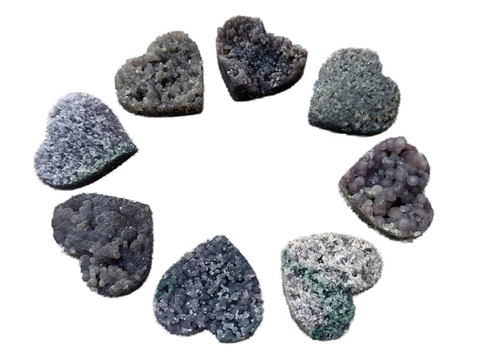 GAF TREASURES Grape Agate Gemstone Hearts, Polished Grape Agate Puffy Hearts, Grape Agate Crystal Palm Stone, Grape Agate Healing Crystal Hearts (1 Heart)