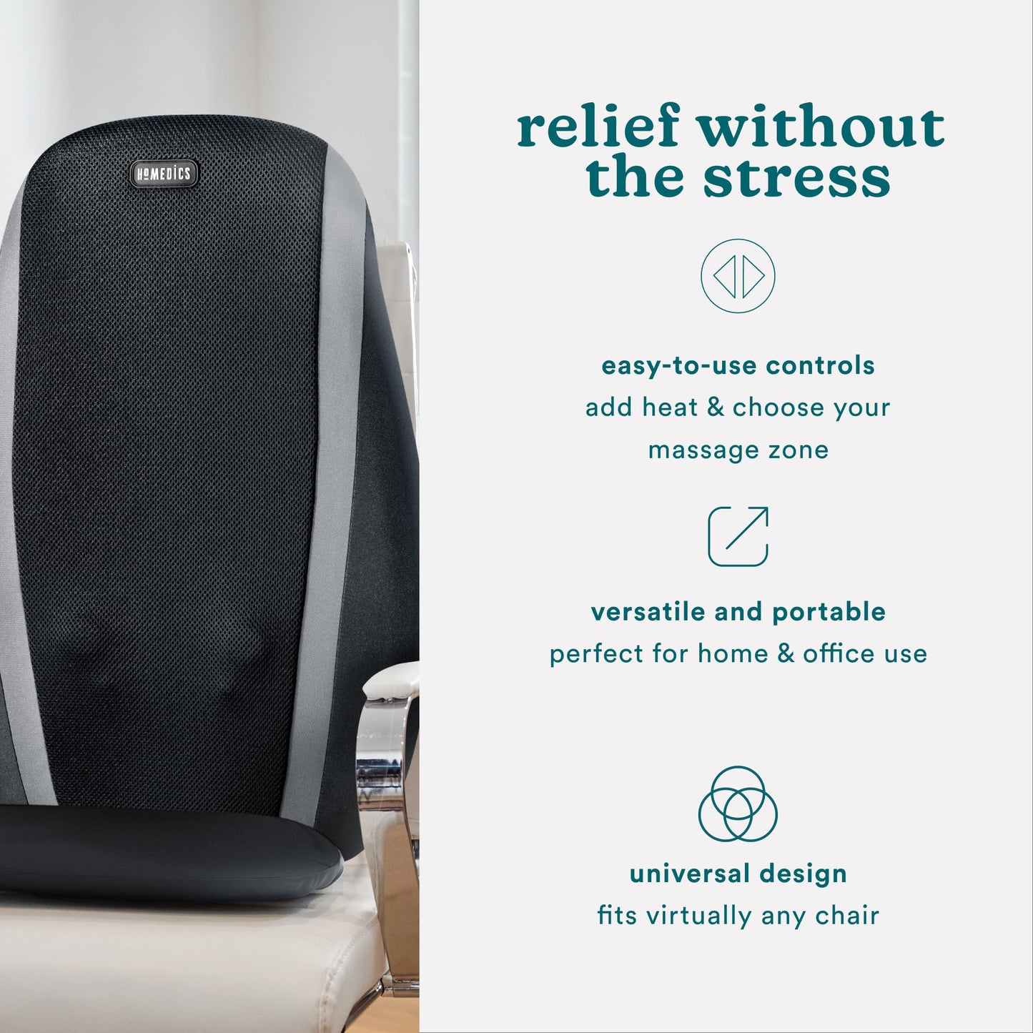 Homedics Shiatsu Massage Cushion with Soothing Heat, Deep-Kneading Massage, Targets Pressure Points All Over Back, Soothing Heat, Relax Overworked Muscles, Release Tension, Reduce Back Pain