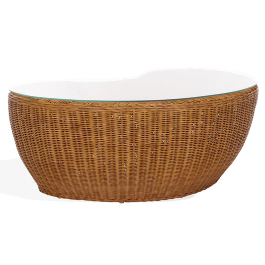 SAFAVIEH Couture Collection Hylda Natural Rattan Glass Top Coffee Table (Fully Assembled)
