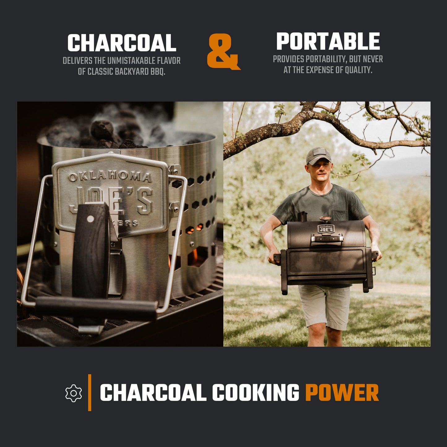 Oklahoma Joe's® Rambler Portable Charcoal Grill with 218 sq. in. Cooking Area, Portable Grill, Black