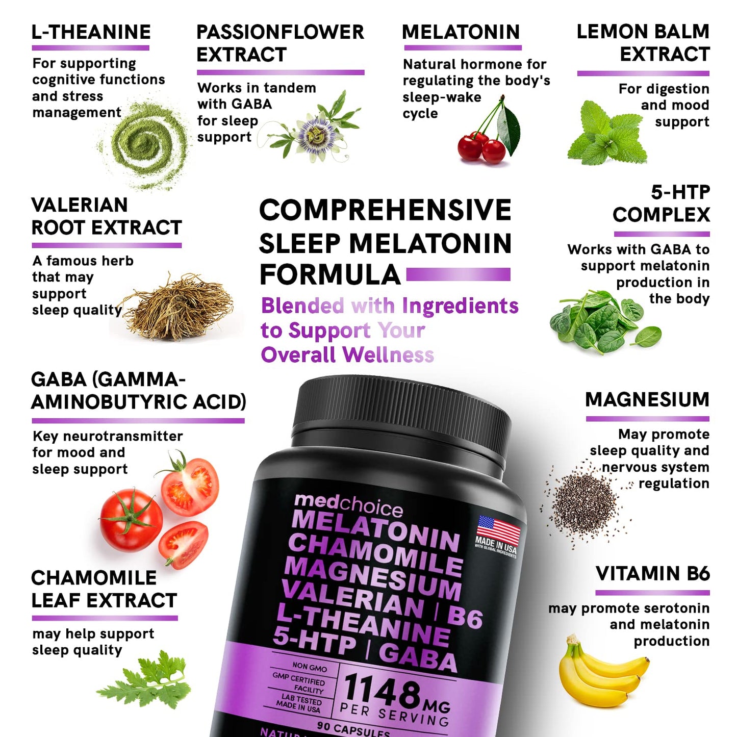 MEDCHOICE Turmeric & Ginger (120ct), Sleep Melatonin (180ct), and Nootropic Brain (120ct) Supplement Bundle - Wellness Trio for Brain, Sleep, & Immune Support - Vegan, Non-GMO, Gluten-Free