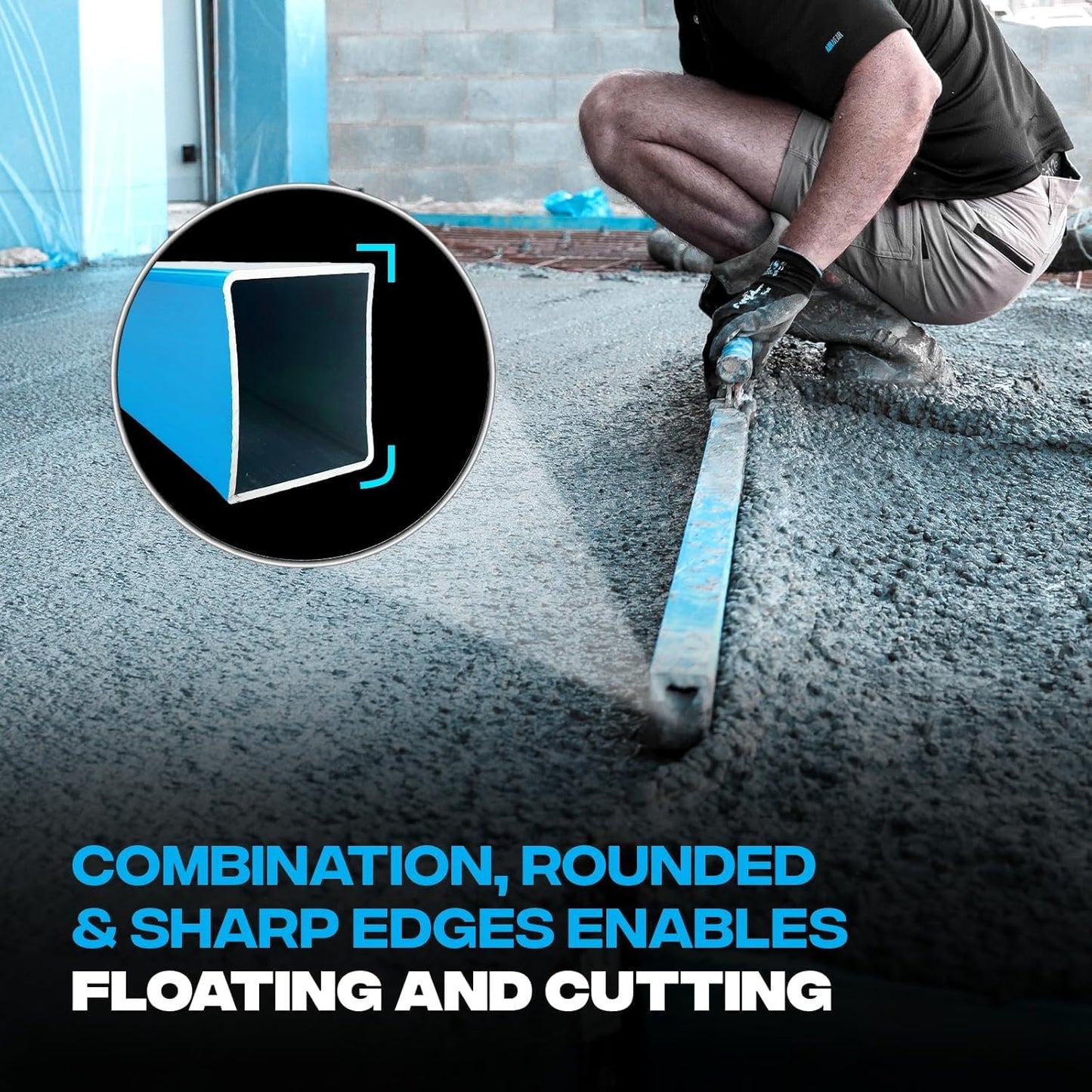 OX Tools Concrete Screed, Pro Series 96 Inch Screed with Level Vial, 8 Ft Concrete Darby, Aluminum Lightweight & Reversable Handle for Cutting and Smoothing Concrete, Powder Coated for Easy Cleanup