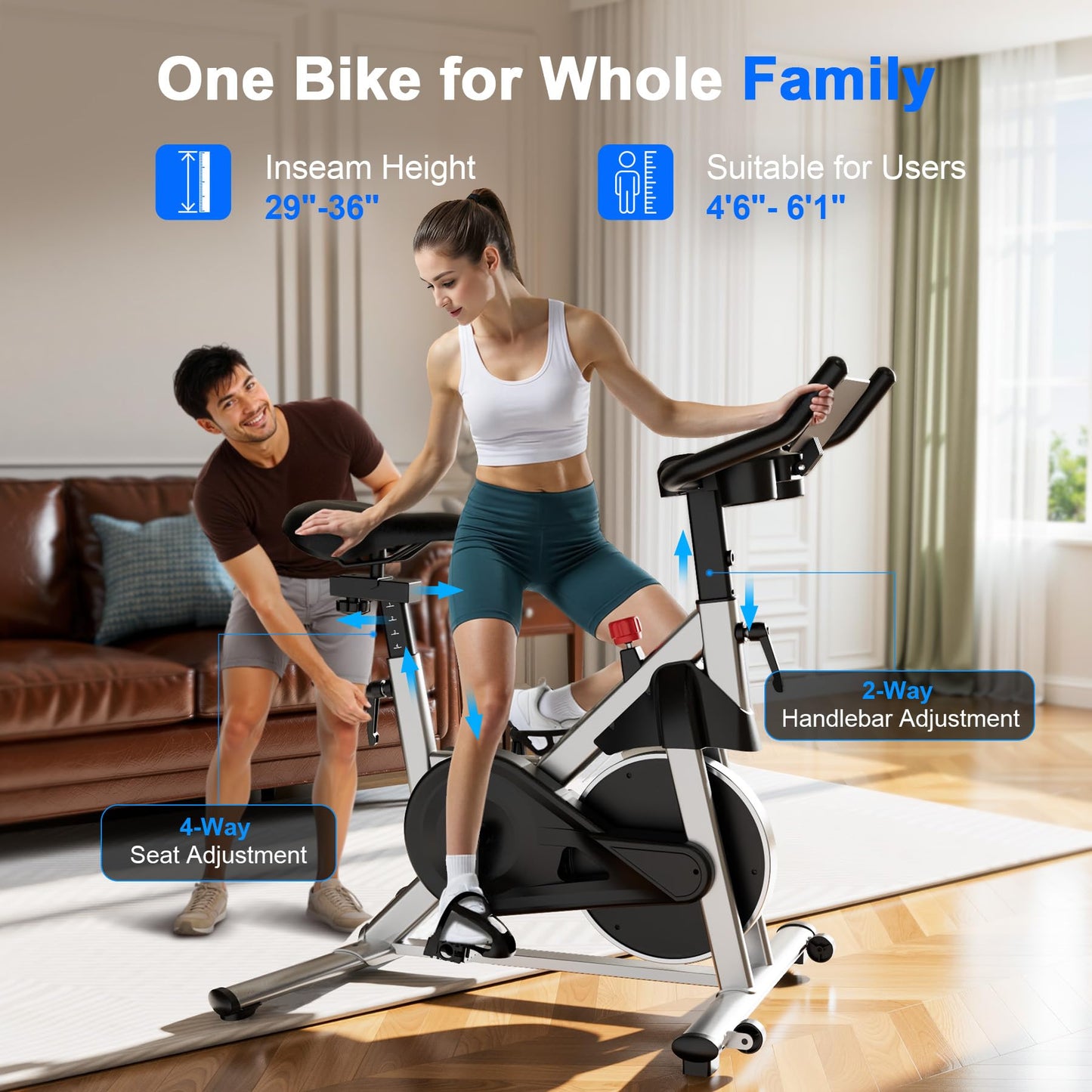 Lacuffy Exercise Bike, Indoor Cycling Bike with 32 Levels of Adjustable Magnetic Stationary Bike, Cycle Bike with 300lbs Weight Capacity, Workout Bike with PitPat App & Comfortable Seat Cushion