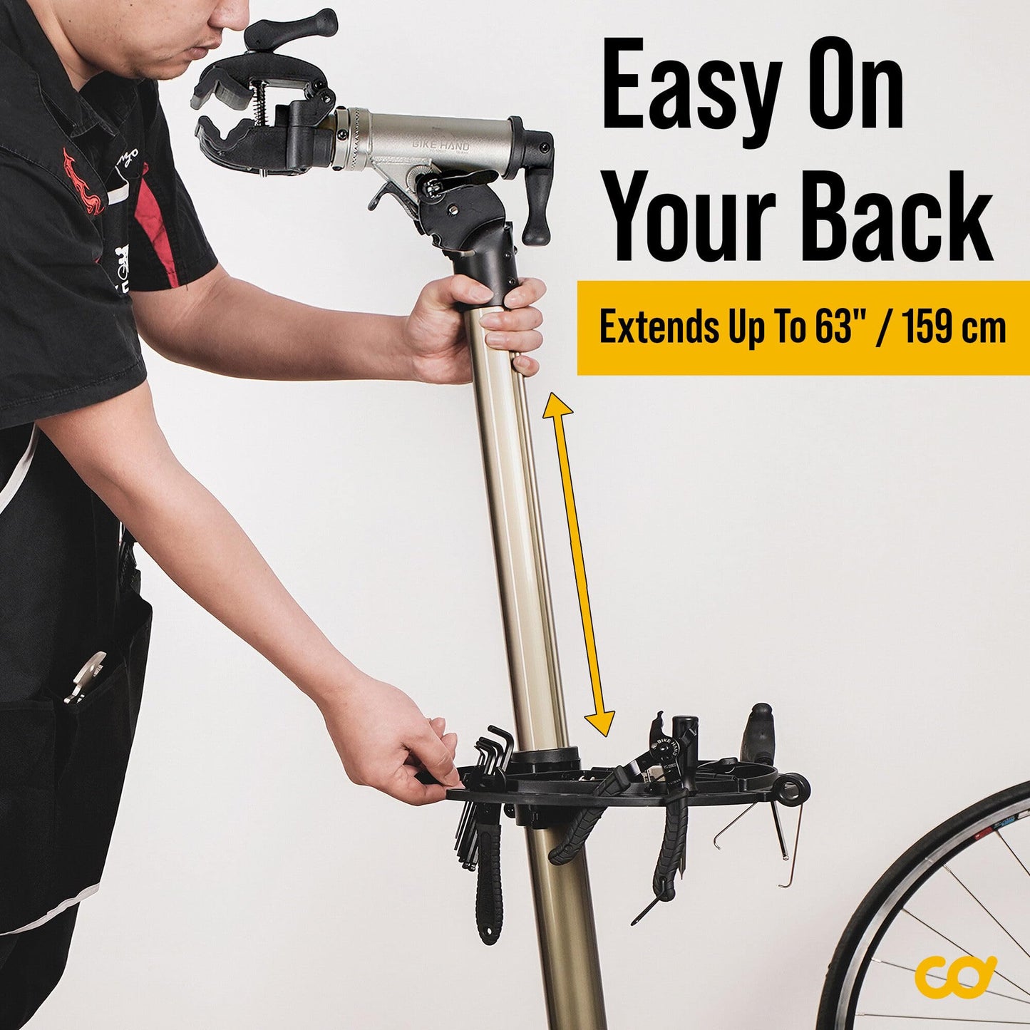 BikeHand Bike Repair Stand - Home Portable Bicycle Mechanics Workstand - for Mountain MTB Road Bikes Maintenance - Max. 110 lbs