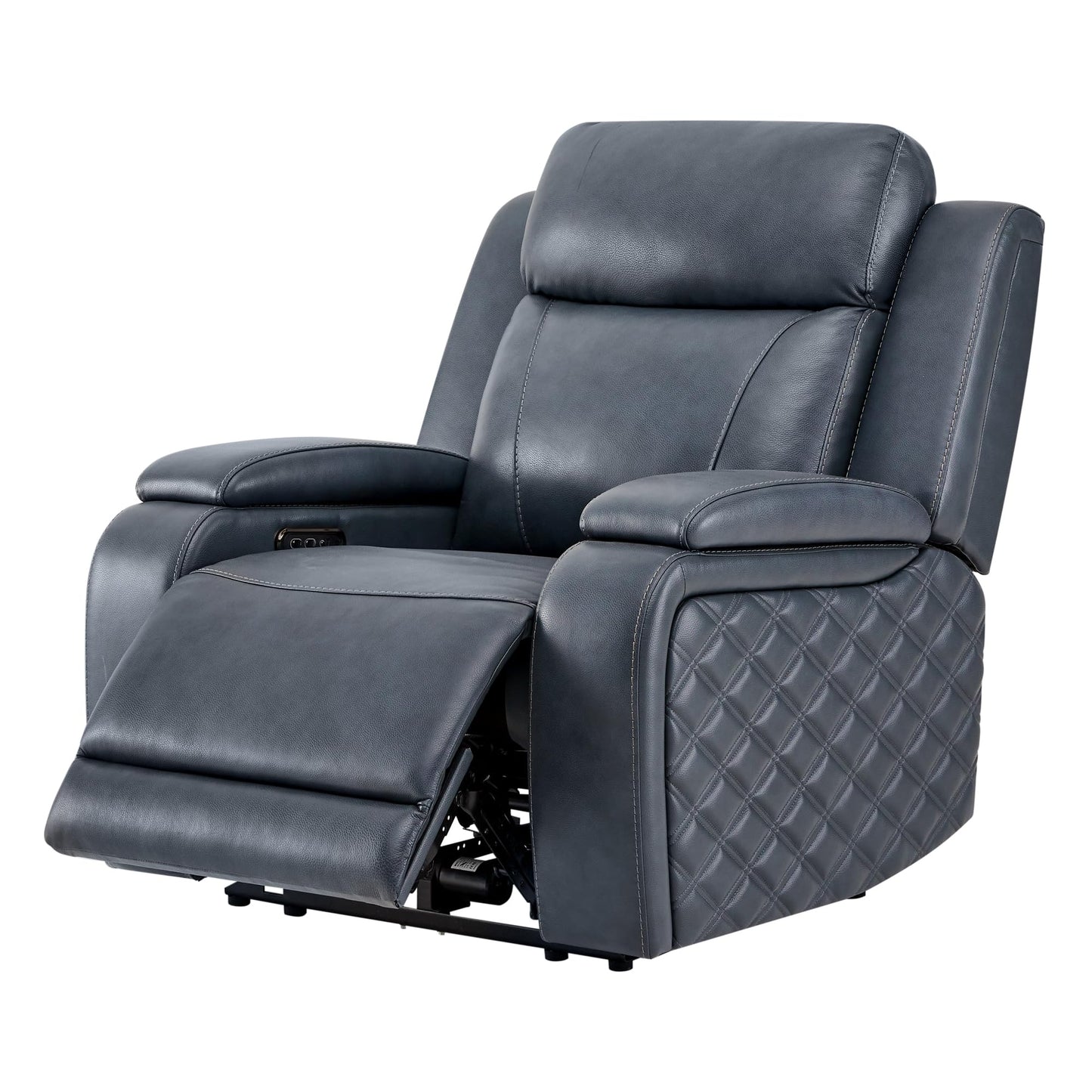 Watson & Whitely Genuine Leather Power Recliner Chairs for Adults, Zero Gravity Recliner with Power Headrest & Hidden Storage, RV Electric Reclining Sofa Chair for Living Room, Home Office, Navy