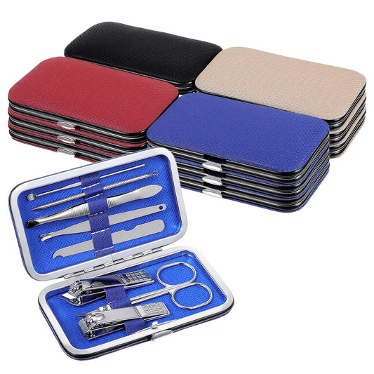 QFGasre Manicure Set, 12 Pcs 8 in 1 Nail Clippers Set Stainless Steel Grooming Toenail Clippers Professional Manicure Kit with Black Leather Travel Case for Men Women Travel
