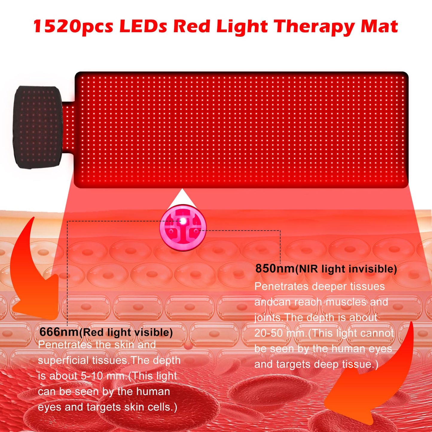Red Light Therapy Mat Full Body, 71"x24" Near Infrared Light Therapy Pad with 1560 LEDs & Pulse Mode, Large Red Light Bed Blanket for Back, Joints & Muscles Wellness Support, Includes Head Mask