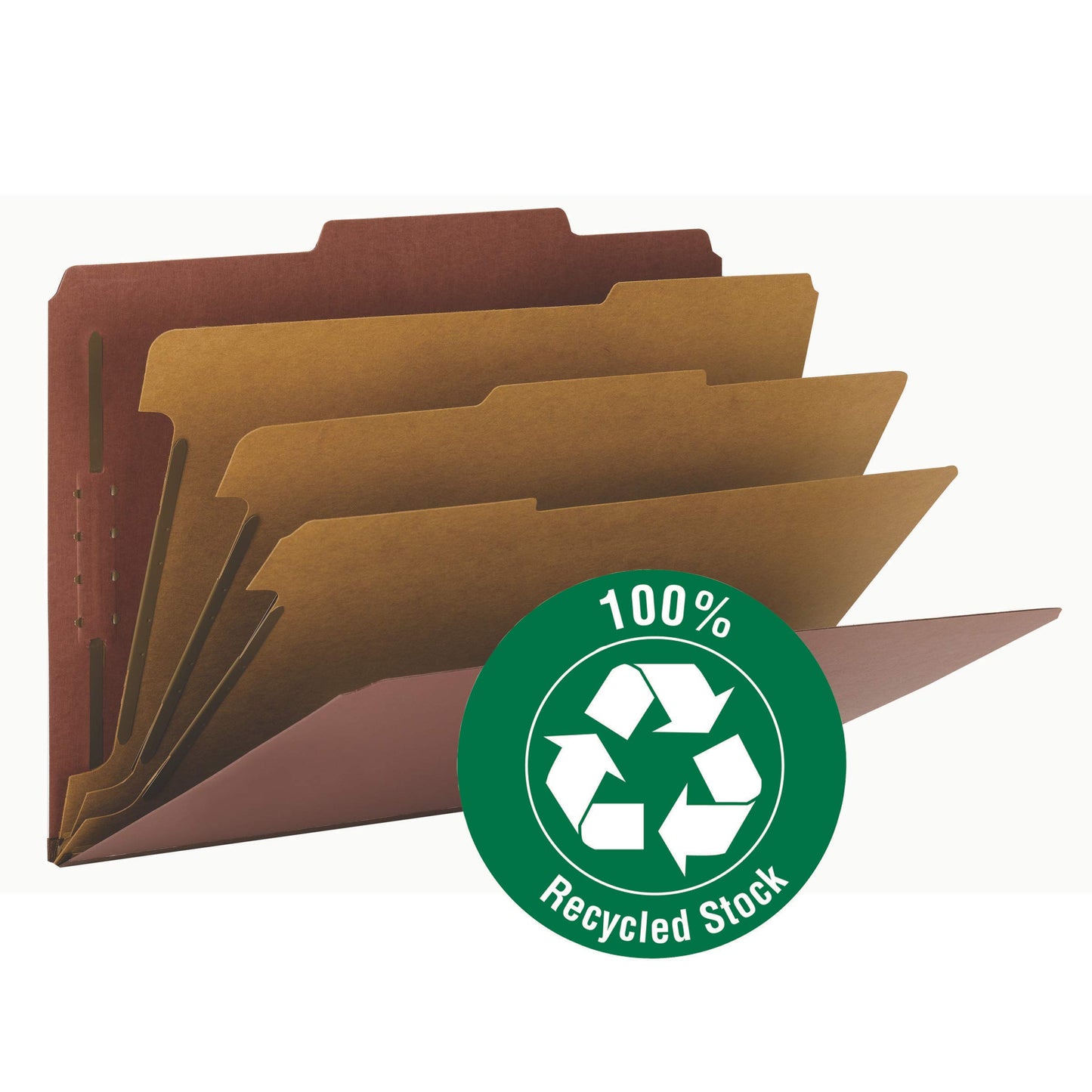 Smead 100% Recycled Pressboard Classification File Folder, 3 Dividers, 3" Expansion, Legal Size, Red, 10 per Box (19099)