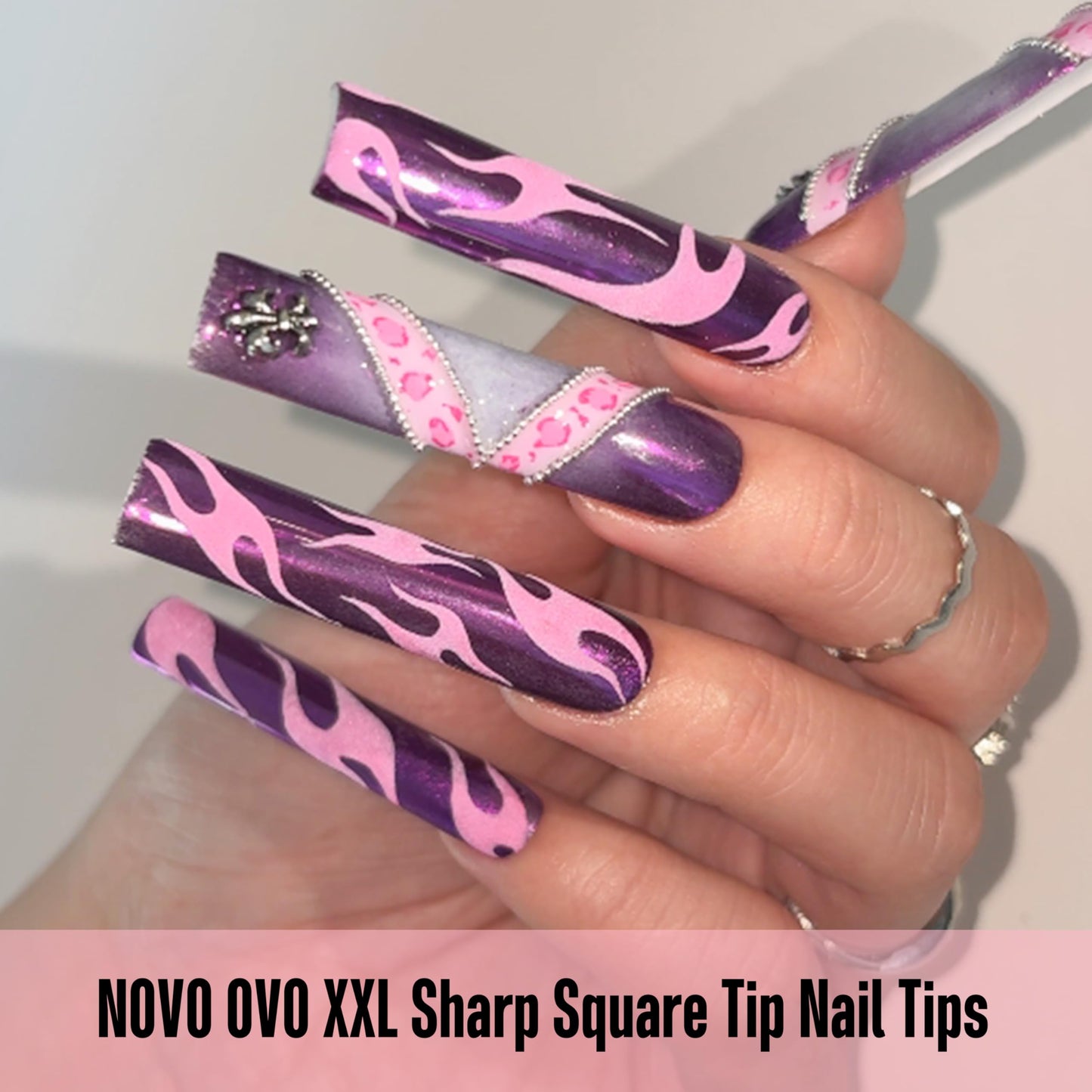 NOVO OVO XXL Square Nail Tips Matte - 240Pcs Pre-Etched Soft Gel Press on Nails, No File Needed Full Cover False Nails for Acrylic, Thickened 2XL PMMA Extension Kit (15 Sizes, Frosted Clear)