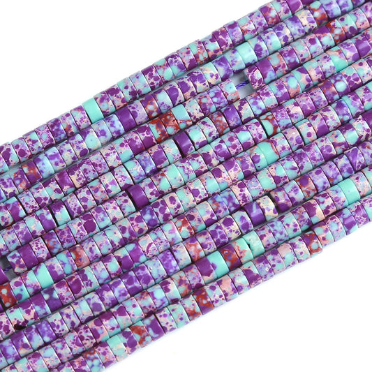 150pcs 2x4mm Natural Galaxy Sea Imperial Jaspers Stone Tube Shape Beads Loose Flat Round Cylinder Flat Spacer Stone Beads for Bracelet Earrings Jewelry Making