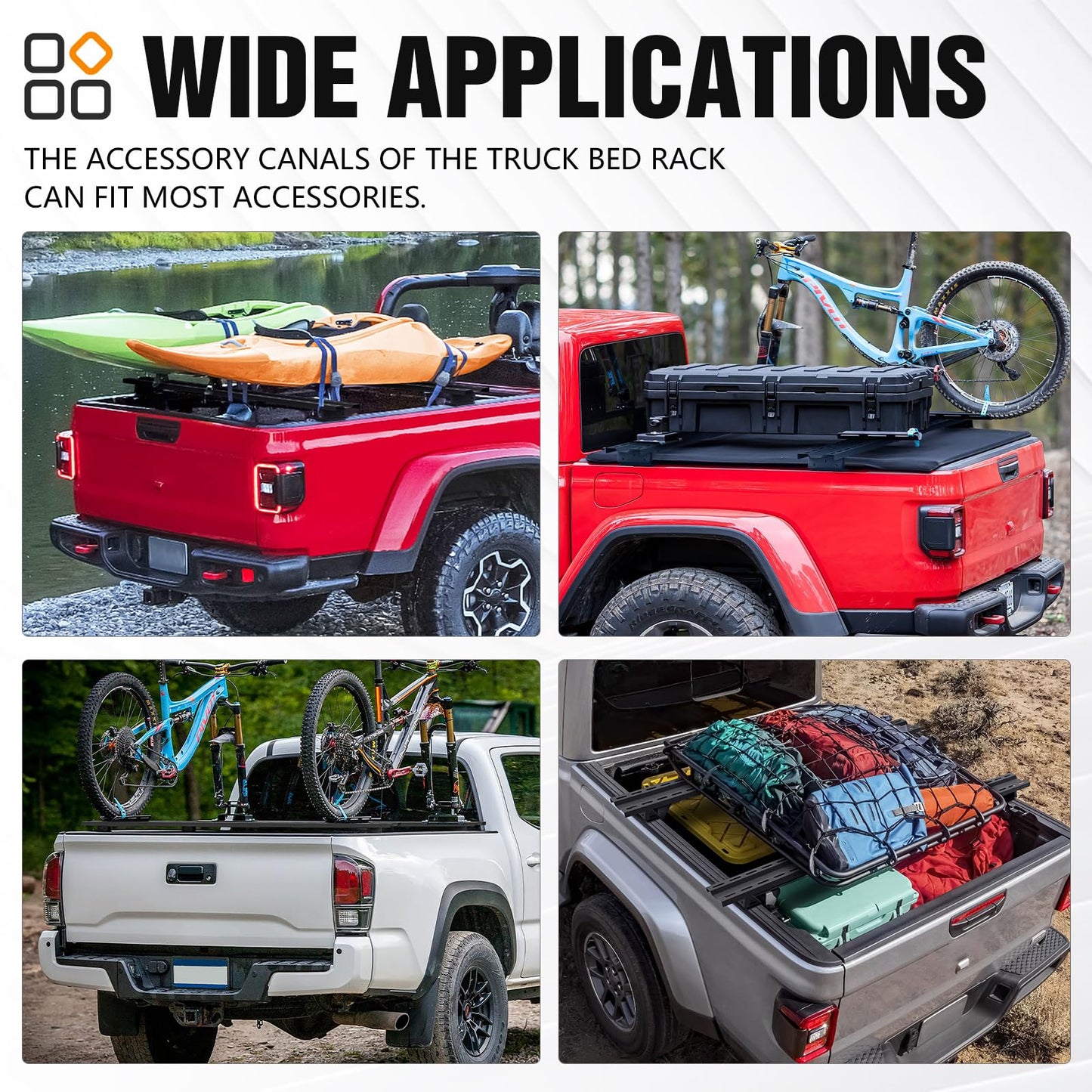 YZONA Adjustable Truck Bed Racks Compatible with Tacoma/Silverado/Sierra/Ram/Tundra/Titan/Frontier/Colorado/Canyon/Ford F-Series/JT/Ranger/Maverick, Universal Cargo Cross Bar