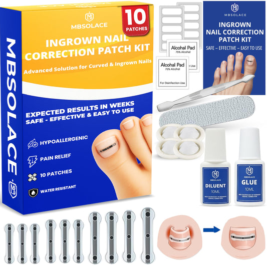 Premium Titanium Alloy Ingrown Toenail Corrector & Treatment Kit– Hypoallergenic Curved Toenail Corrector Strips– Toenail Straightener, Water-Resistant, Quick Relief, Easy Home Use, 10 Pcs in 4 Sizes