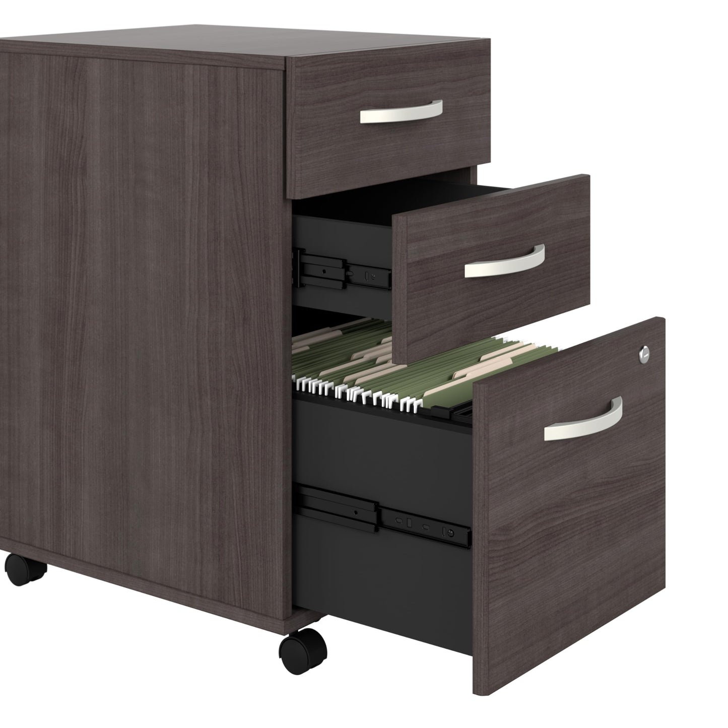 Bush Business Furniture Studio C 72W x 36D U Shaped Desk with Hutch, Bookcase and File Cabinets in Storm Gray
