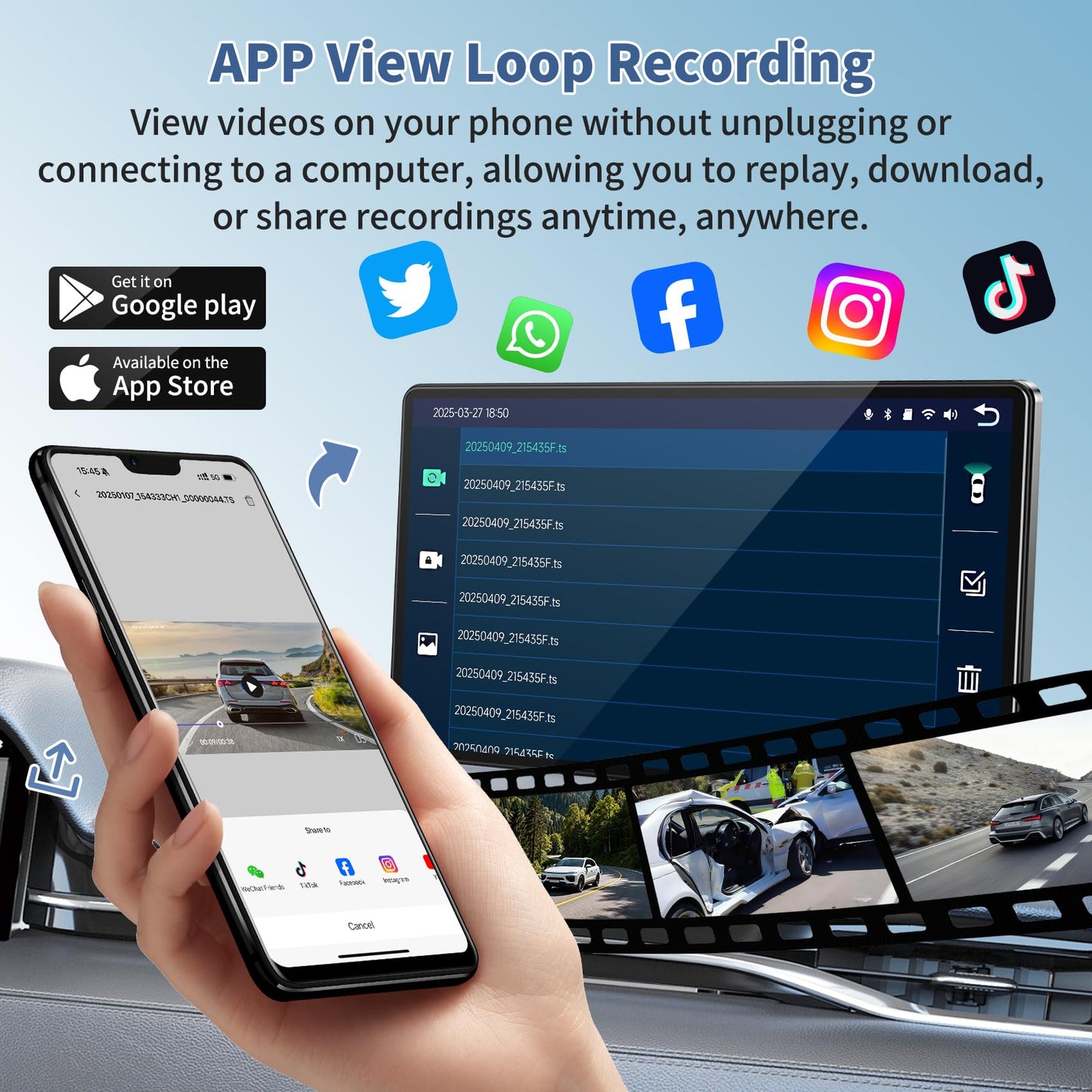 Largest 11.3" Portable Apple Carplay Screen, Wireless Car Play & Android Auto Touch Screen, Car Stereo with App View/4K Dash Cam/Backup Camera/Mirror Link/Voice Control/Music Play/GPS/Bluetooth/FM