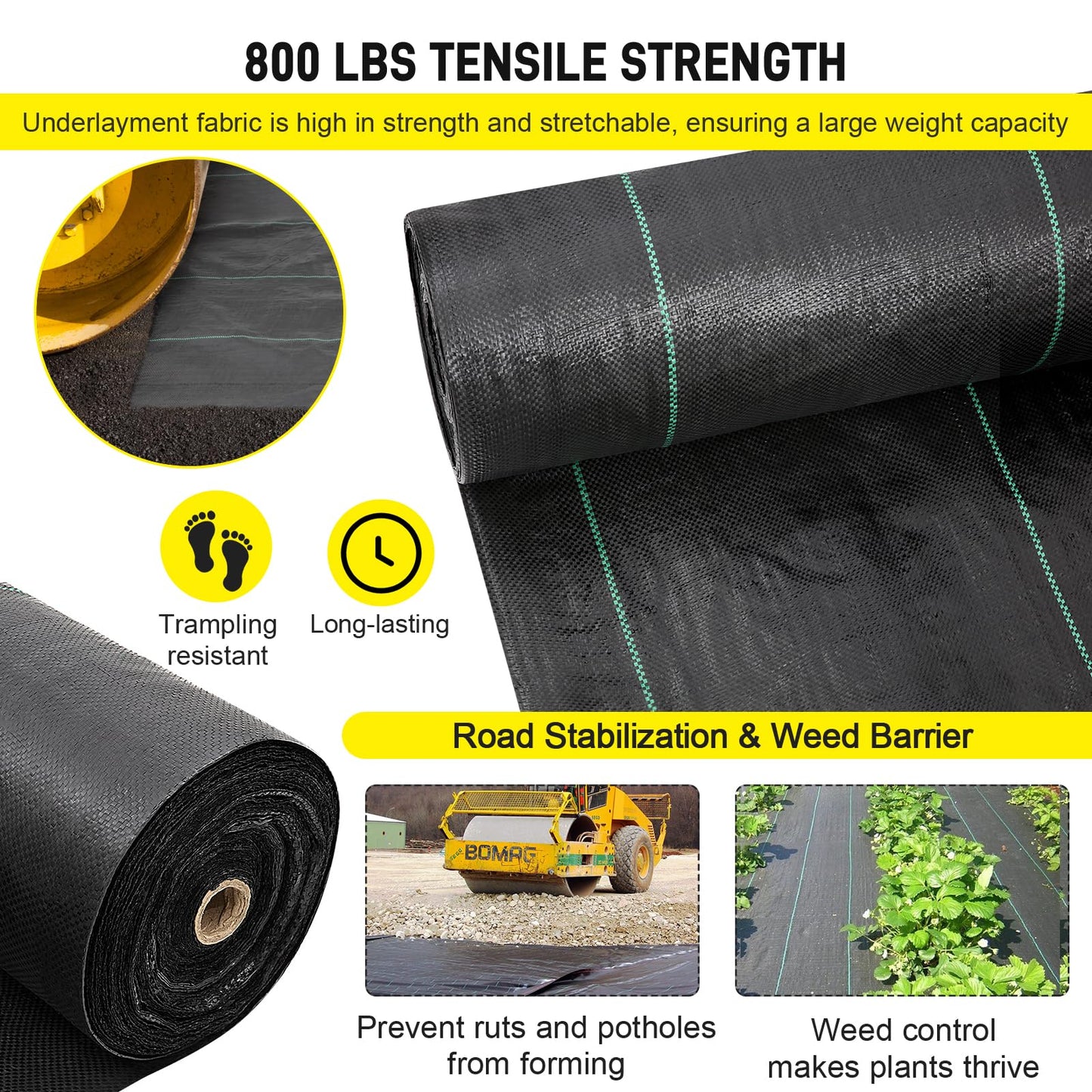 Doniks 13x115ft Driveway Fabric,3.5OZ Commercial Heavy Duty Weed Barrier Fabric, Garden Landscape Fabric,French Drain Fabric for Erosion Control,Landscape Fabric,Weed Barrier,Construction Projects