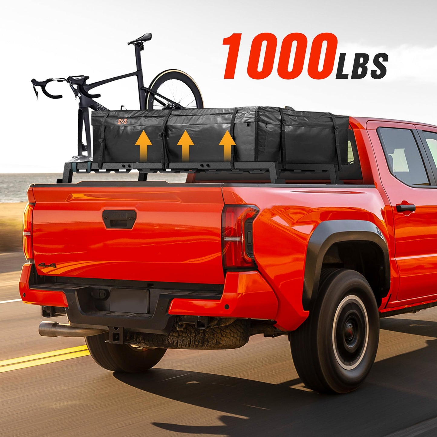 YZONA Truck Bed Rack with 2 Cross Bars Cargo Carrier Truck Rack Compatible with Silverado/Sierra/Ram/Ford F-Series/Tacoma/Tundra/Titan/Frontier/Colorado/Canyon/Gladiator JT, Ladder Cargo Rack