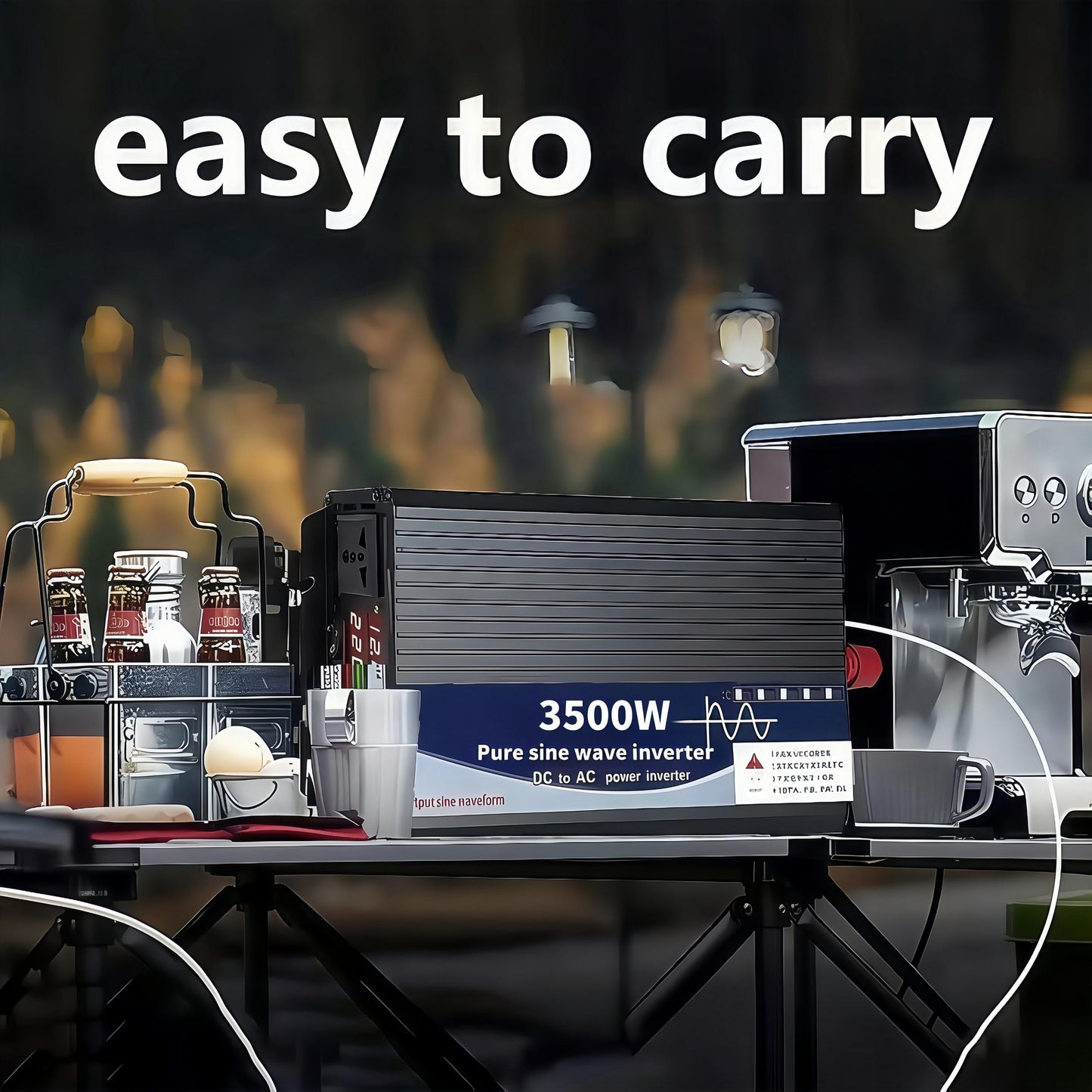 3500W Power Inverter 72V DC to 110V AC Converter with LED Display Dual AC Outlets Dual Fans Radiating for RV, Camp, Boat and Home Emergency Portable Pure Sine Wave Inverter (LED Screen, 3500W 72V)
