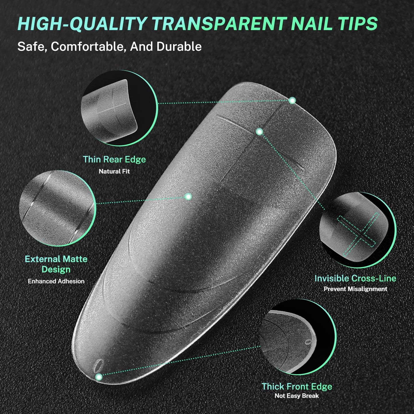 JODSONE Oval Fake Press on Nails Pre-shape Round Gel for Full Cover Acrylic Round Oval Full Nail Tips 12 Sizes 360Pcs for DIY at Home